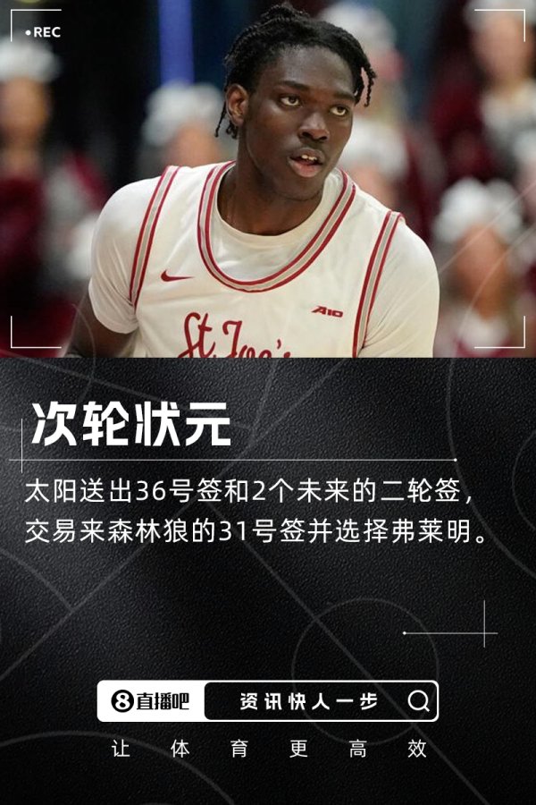 🤴 第二轮冠军！孙的第31顺位选秀：3D大前锋弗莱明！